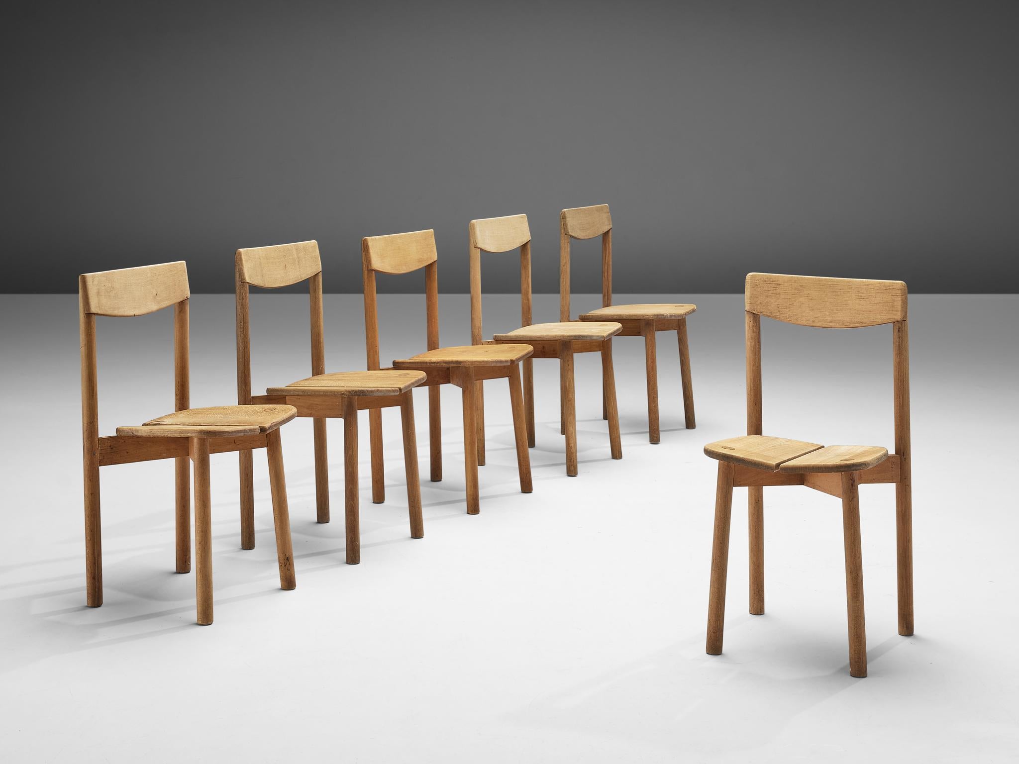 Beech Pierre Gautier-Delaye Set of Twelve Dining Chairs For Sale