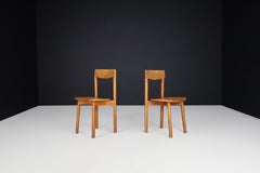 Pierre Gautier Solid Beech Chairs, France, 1960s