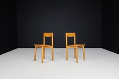 Pierre Gautier Solid Chairs in Blond Beech, France, 1960s