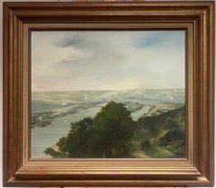 Panoramic View of Rouen France Tranquil River Landscape Large Oil Painting