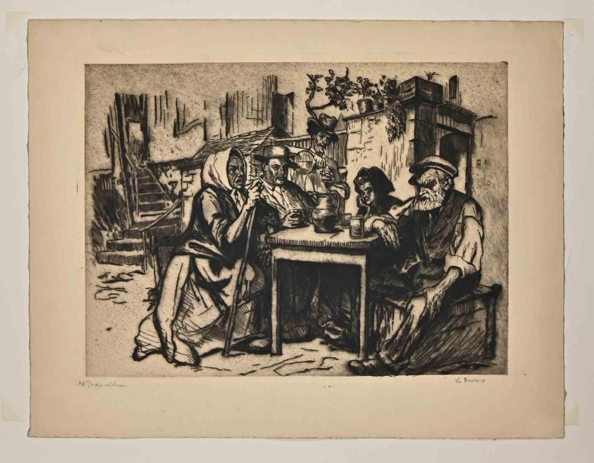 Drinkers is an Etching realized by Georges Jeanniot in 1914.

Signed on the lower, titled.

Good condition.