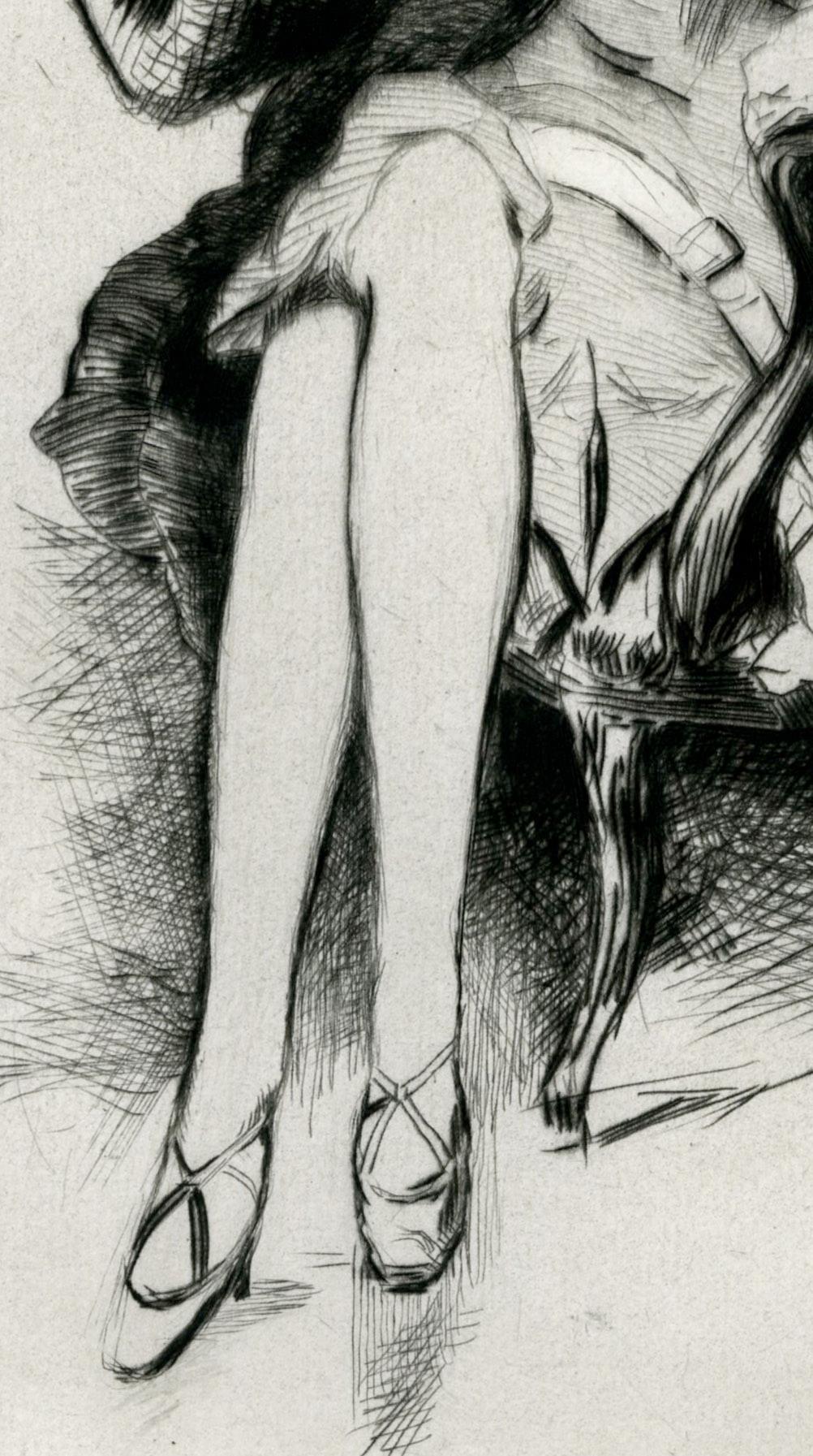 Femme Assie - Gray Portrait Print by Pierre Georges Jeanniot