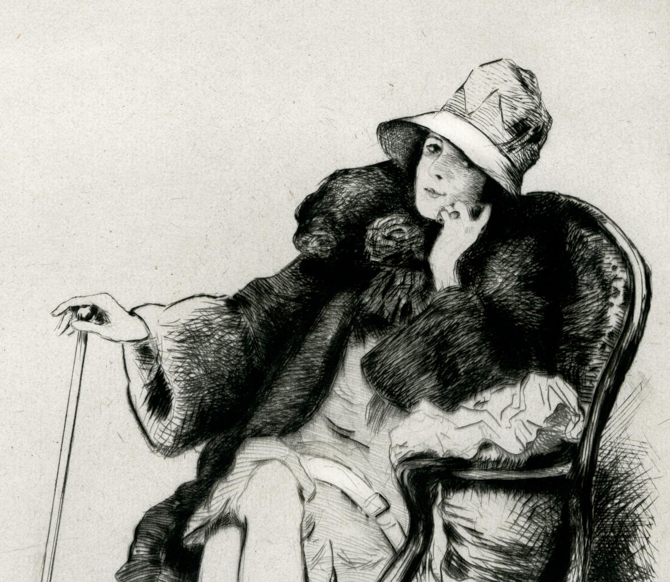 Femme assise
Etching with drypoint, c. 1920
Signed in pencil lower left
publisher stamp lower right
Edition: 100 (88/100)
Condition: Excellent
Image size: 11 3/4 x 8 1/4 inches


Courtesy Wikipedia

Pierre-Georges Jeanniot (1848–1934) was a