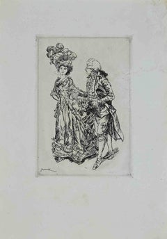 Scène de la vie de Casanova - gravure de G. Jeanniot - Début du XXe siècle