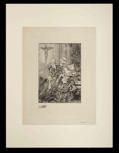 The Confession - Etching by G. Jeanniot - Early 20th Century