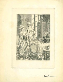 The Dining Room - Etching by Georges Jeanniot - 1915