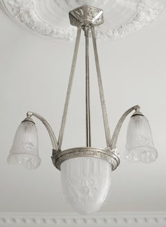 Pierre Gilles, lampadario in bronzo Art Deco francese, 1920