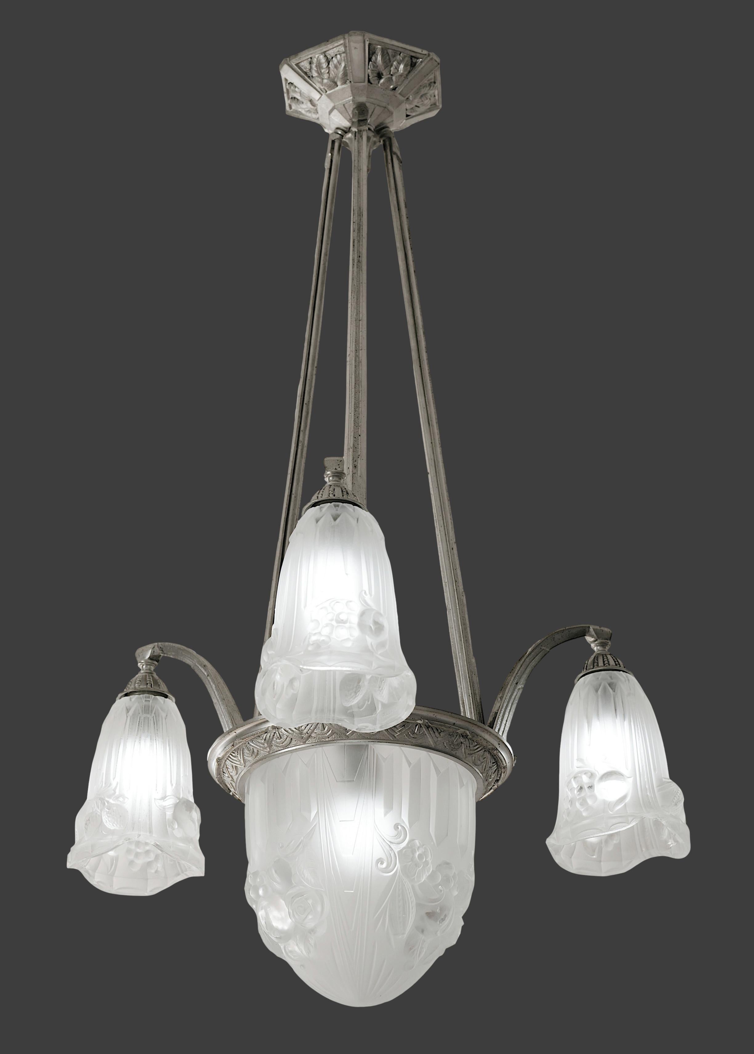 Pierre Gilles, lampadario in bronzo Art Deco francese, 1920 in vendita 5