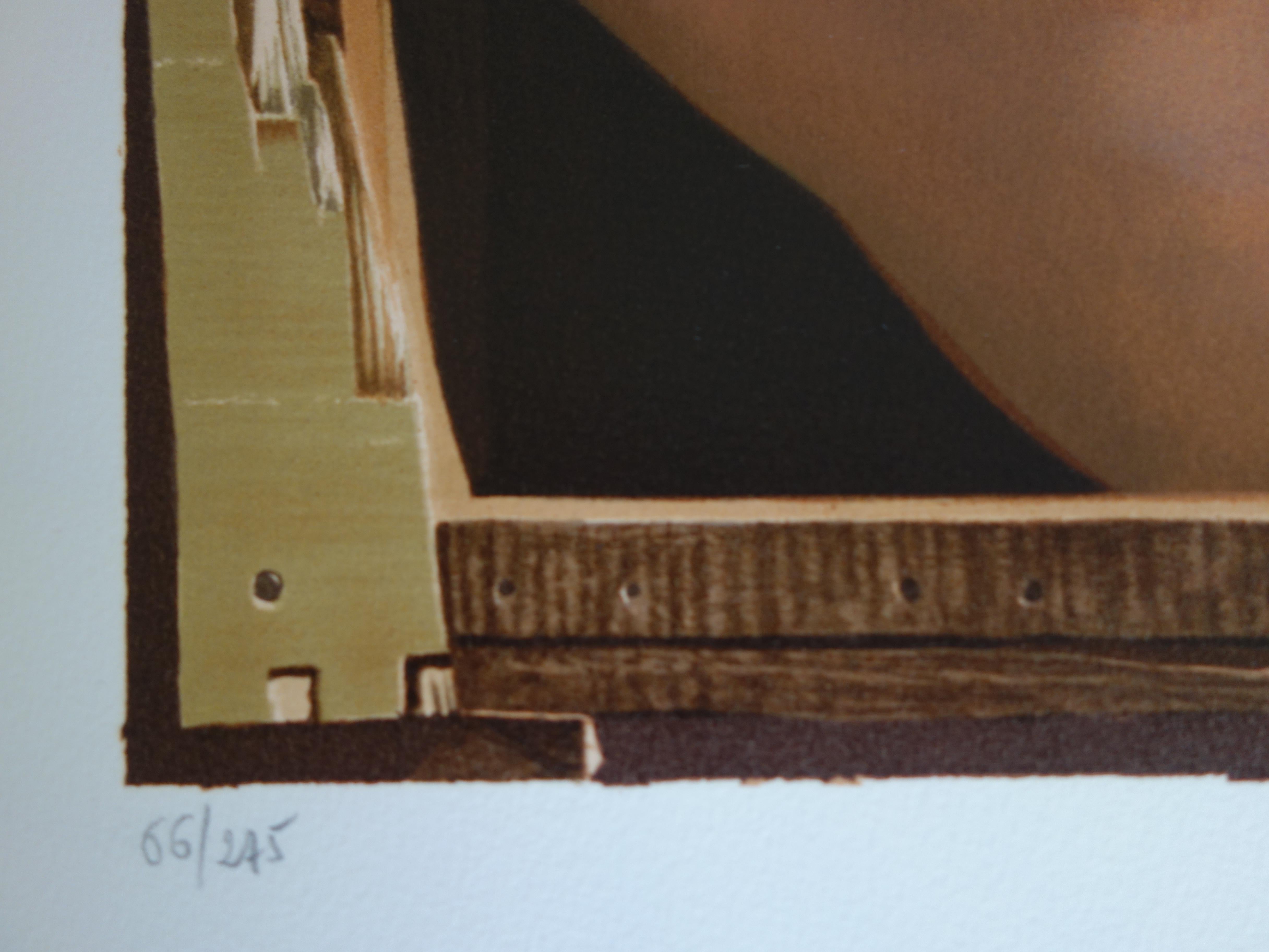 Pierre GILOU (Gilles CADIOU)
The Abduction

Original lithograph
Handsigned in pencil
Limited /275 copies
On vellum 76 x 56 cm (c. 30 x 22 in)

INFORMATION: His real name is Gilles CADIOU, but he signs his works, which blur the line between trompe