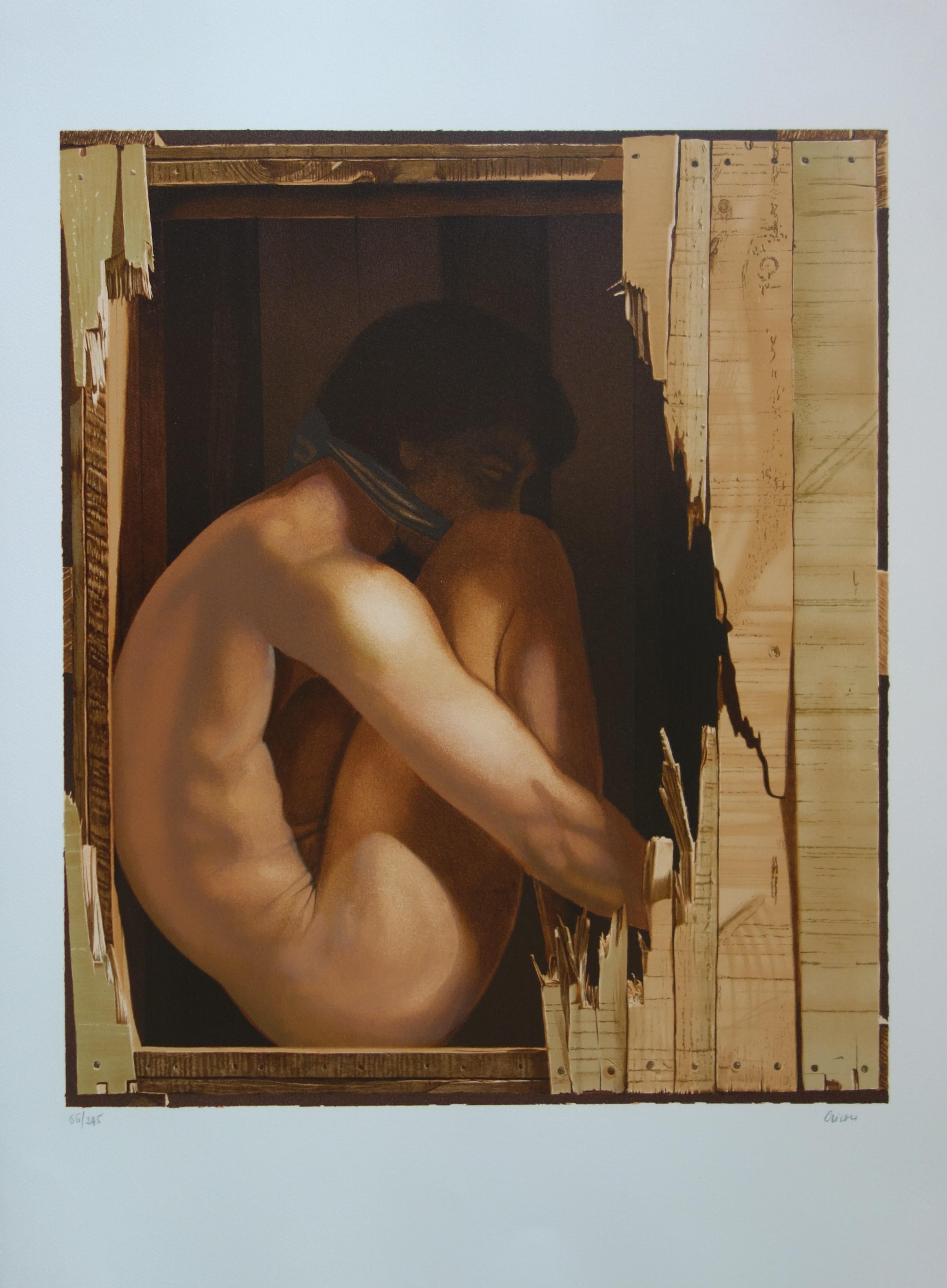 Pierre Gilou Nude Print - The Abduction - Original handsigned lithograph