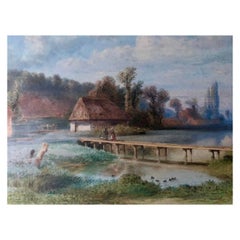 Pierre Girard Country Landscape Watercolor, 1854, France
