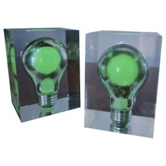 Pierre Giraudon, coppia di sculture in lucite "Neon", Francia, metà del secolo scorso