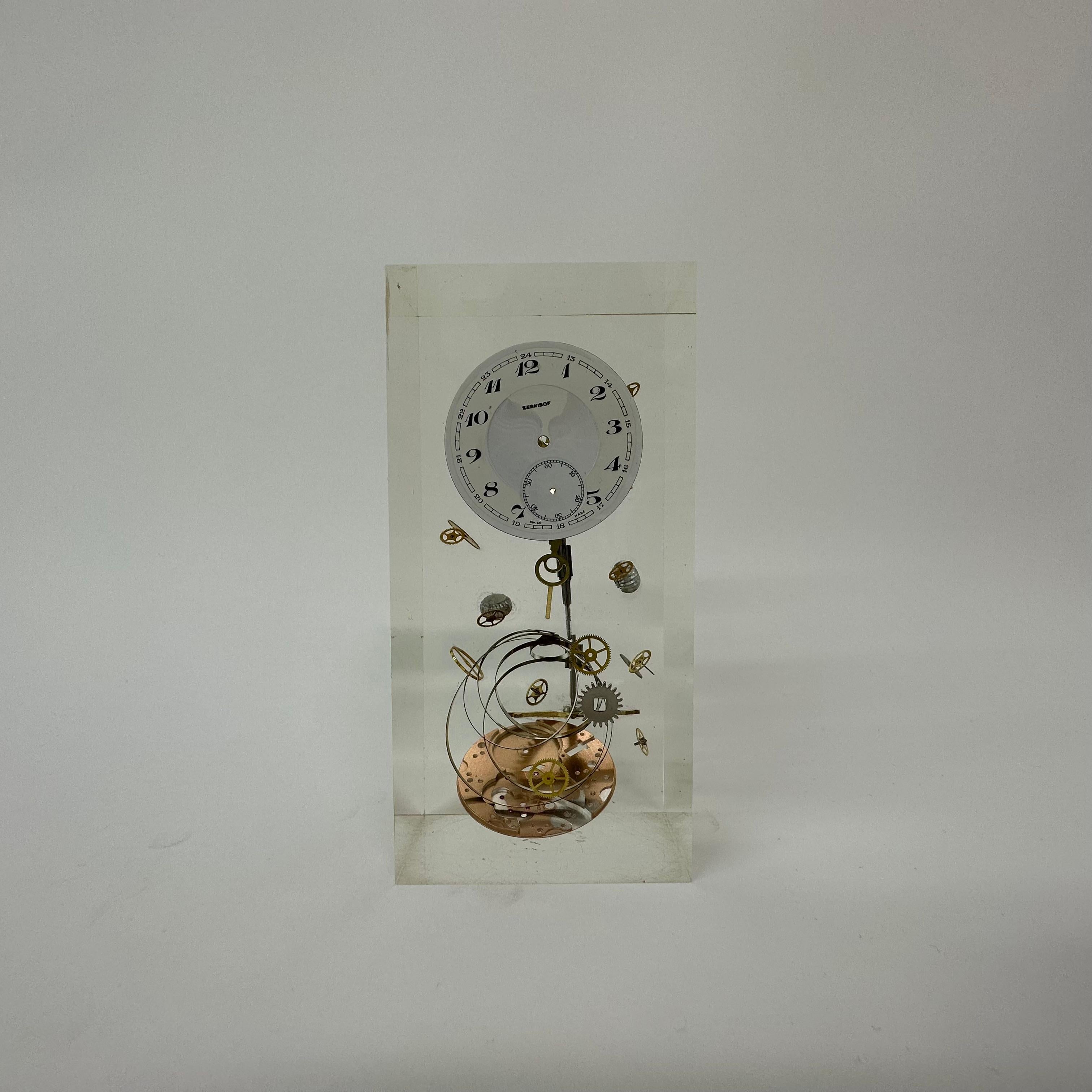 Pierre Giraudon clock parts in lucite , 1970’s France For Sale 1
