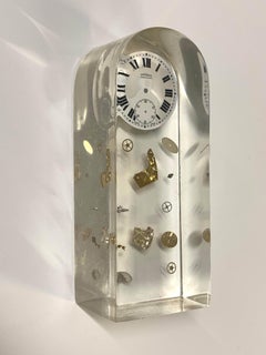 Pierre Giraudon Cubic Lucite Resin French Exploded Clock Sculpture, 1970s
