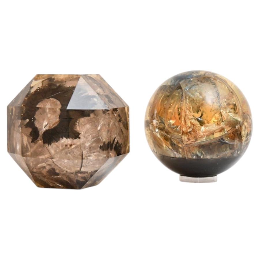 Pierre Giraudon Fractal Resin & Iron Powder Inclusion Sculptures, France 1970s For Sale