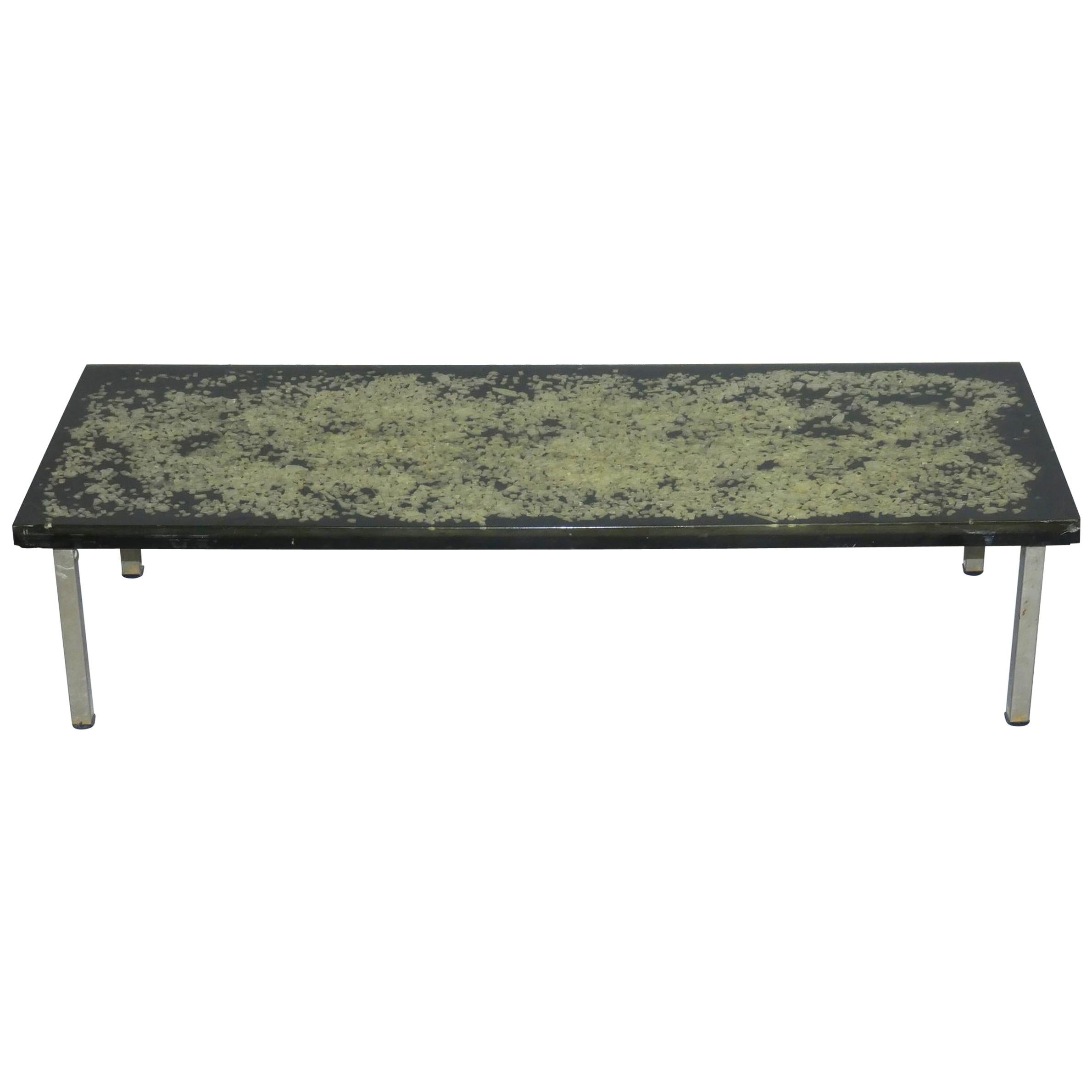 Pierre Giraudon, 'in Style' Coffee Table in Resin and Metal, circa 1970 For Sale