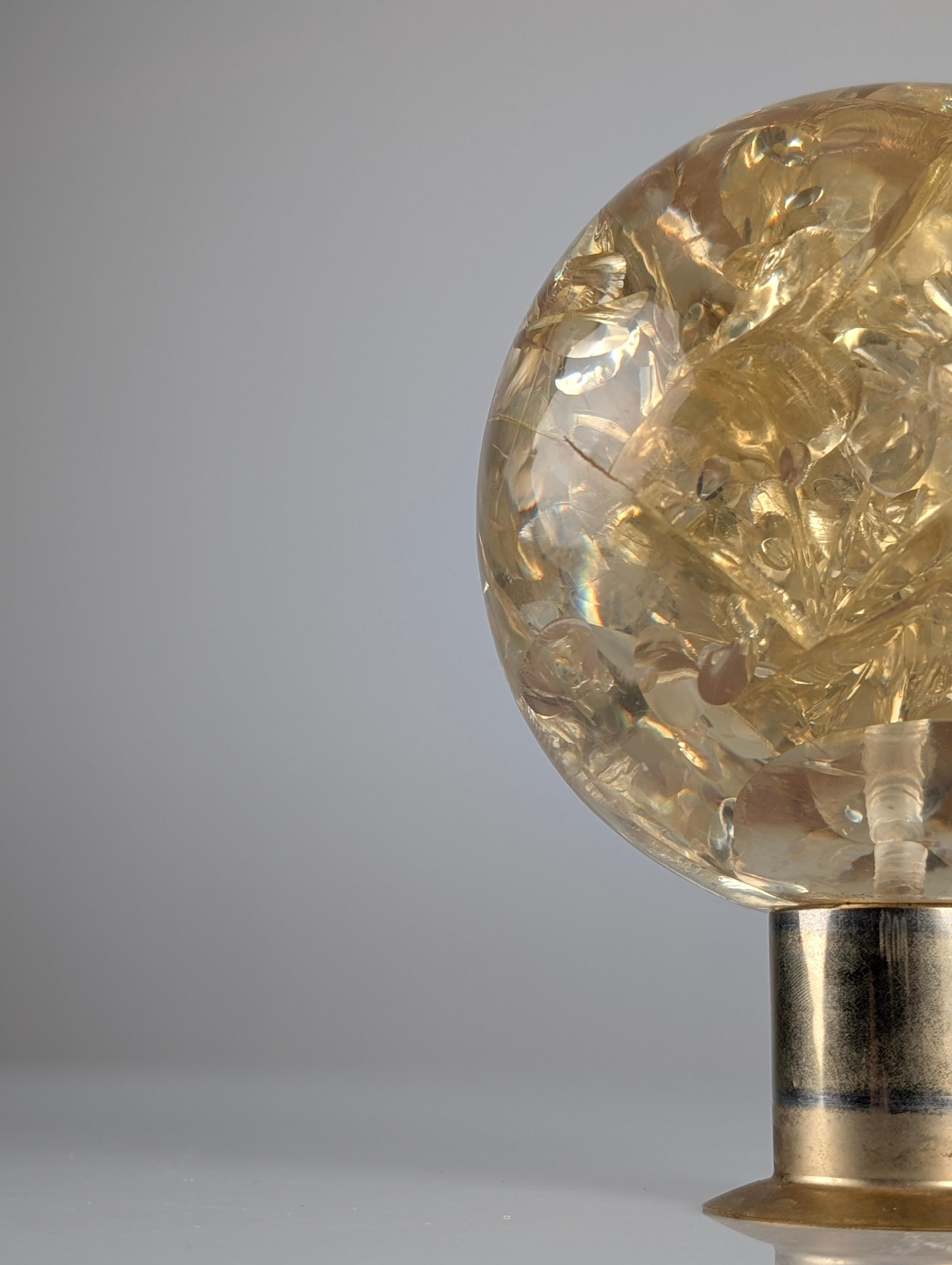 Pierre Giraudon Lucite Fractal Resin Sphere Sculpture Modern French Art 1970s 1