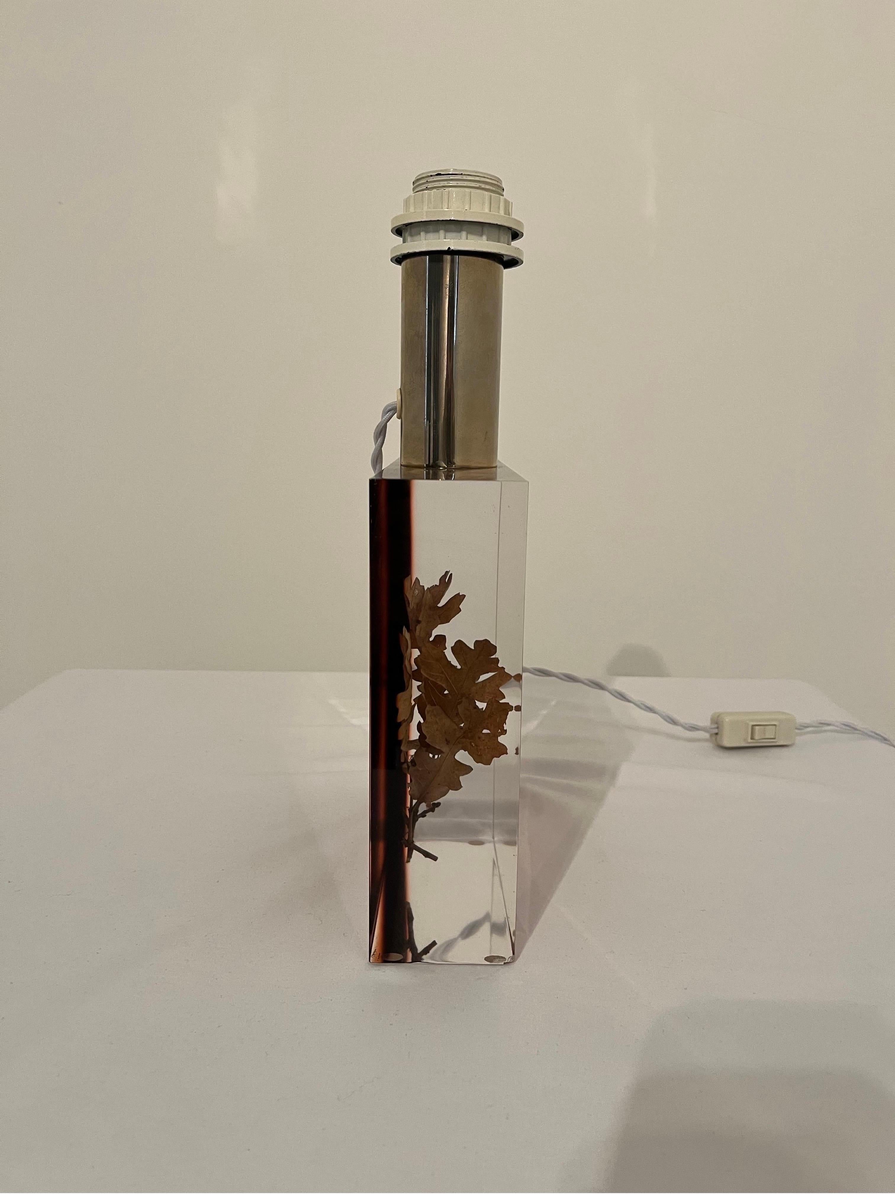 Pierre Giraudon Lucite Resin Inclusion Lamp - France c1970  In Good Condition For Sale In Gravesend, GB
