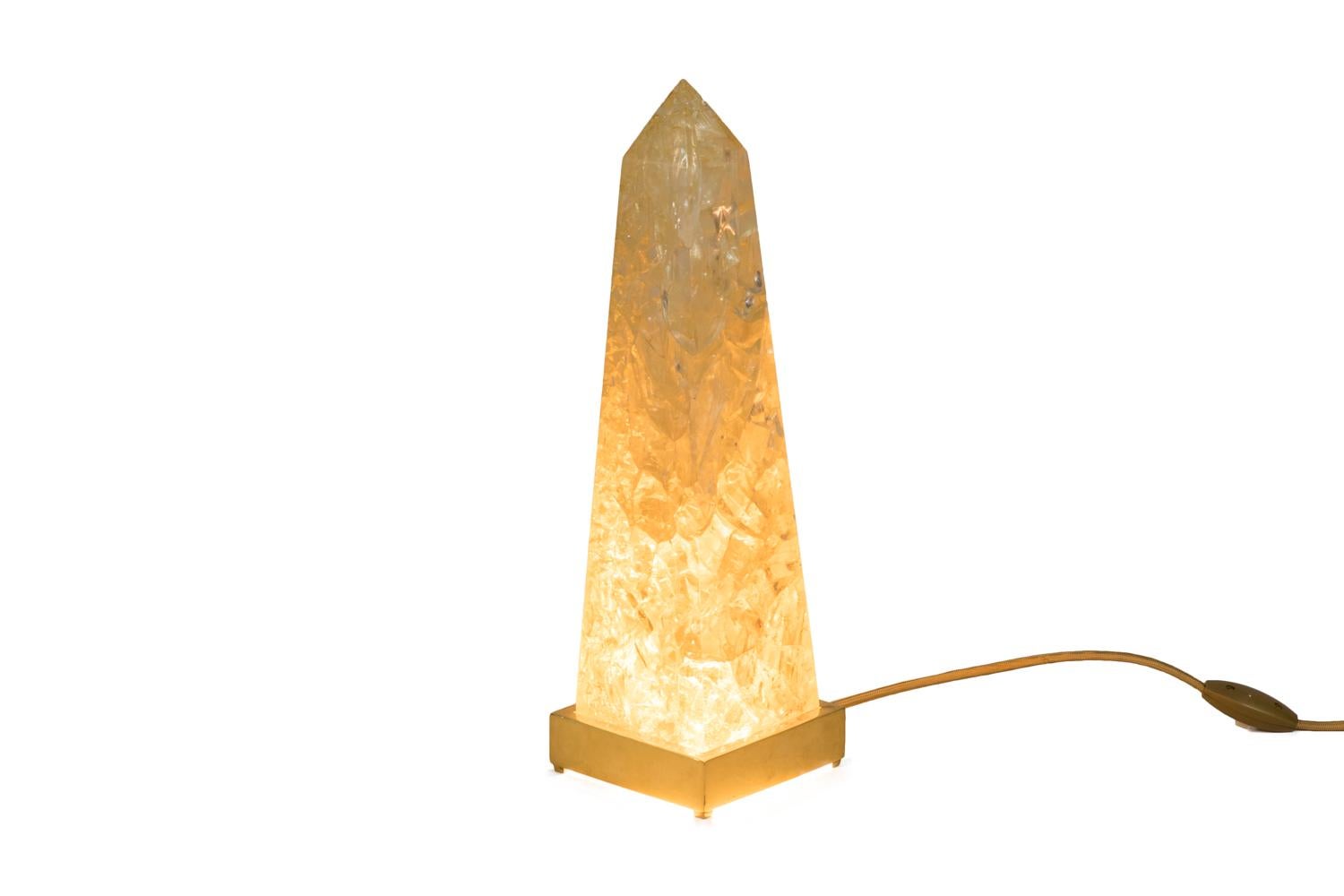 Modern Pierre Giraudon, Obelisk Lamp in Fractal Resin, 1970s For Sale