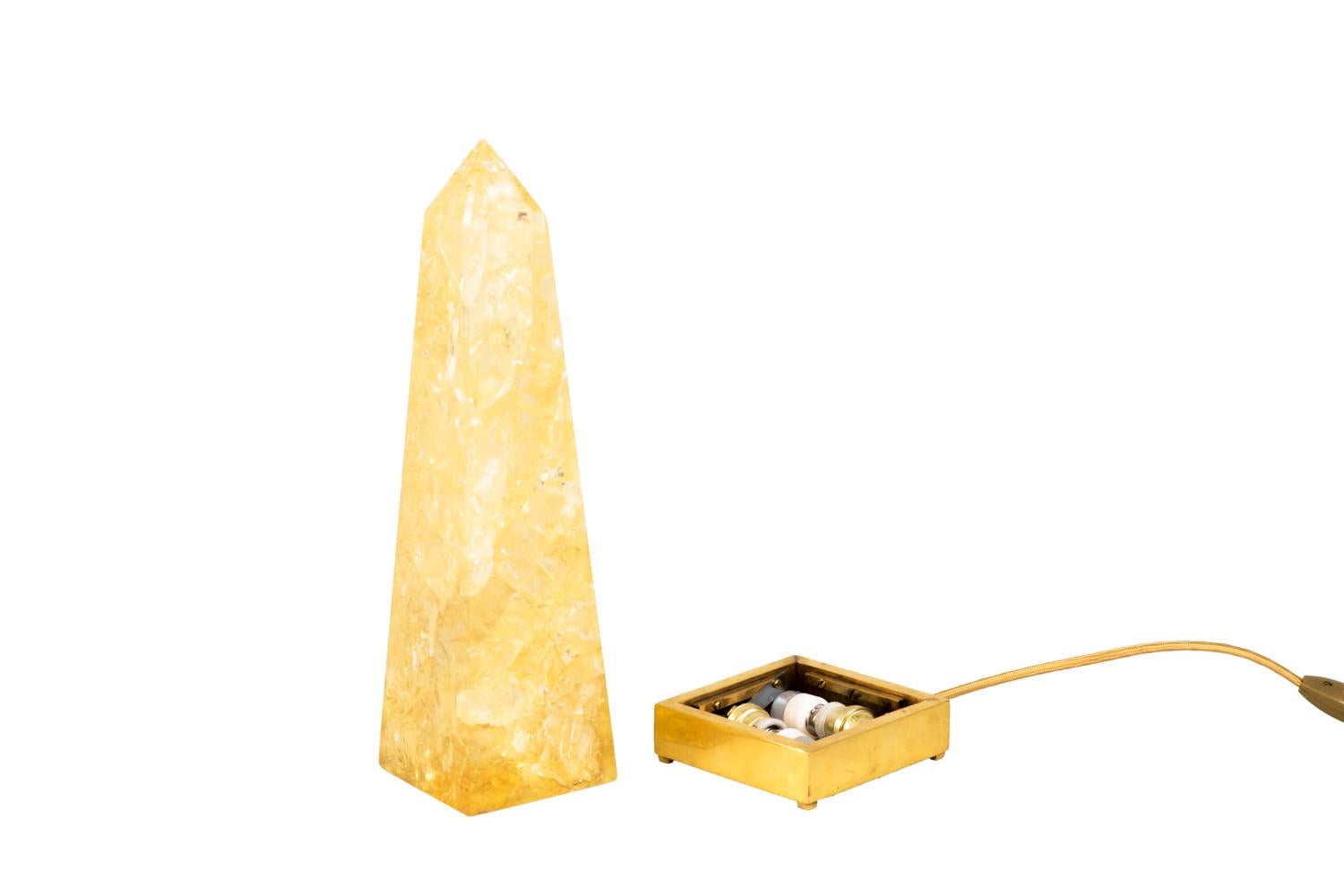 European Pierre Giraudon, Obelisk Lamp in Fractal Resin, 1970s For Sale