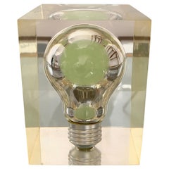 Vintage Pierre Giraudon, Pop Art Light Bulb Sculpture in Lucite Mid-Century Modern 1960s