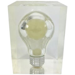 Pierre Giraudon, Pop Art Light Bulb Sculpture in Lucite, Mid-Century Modern