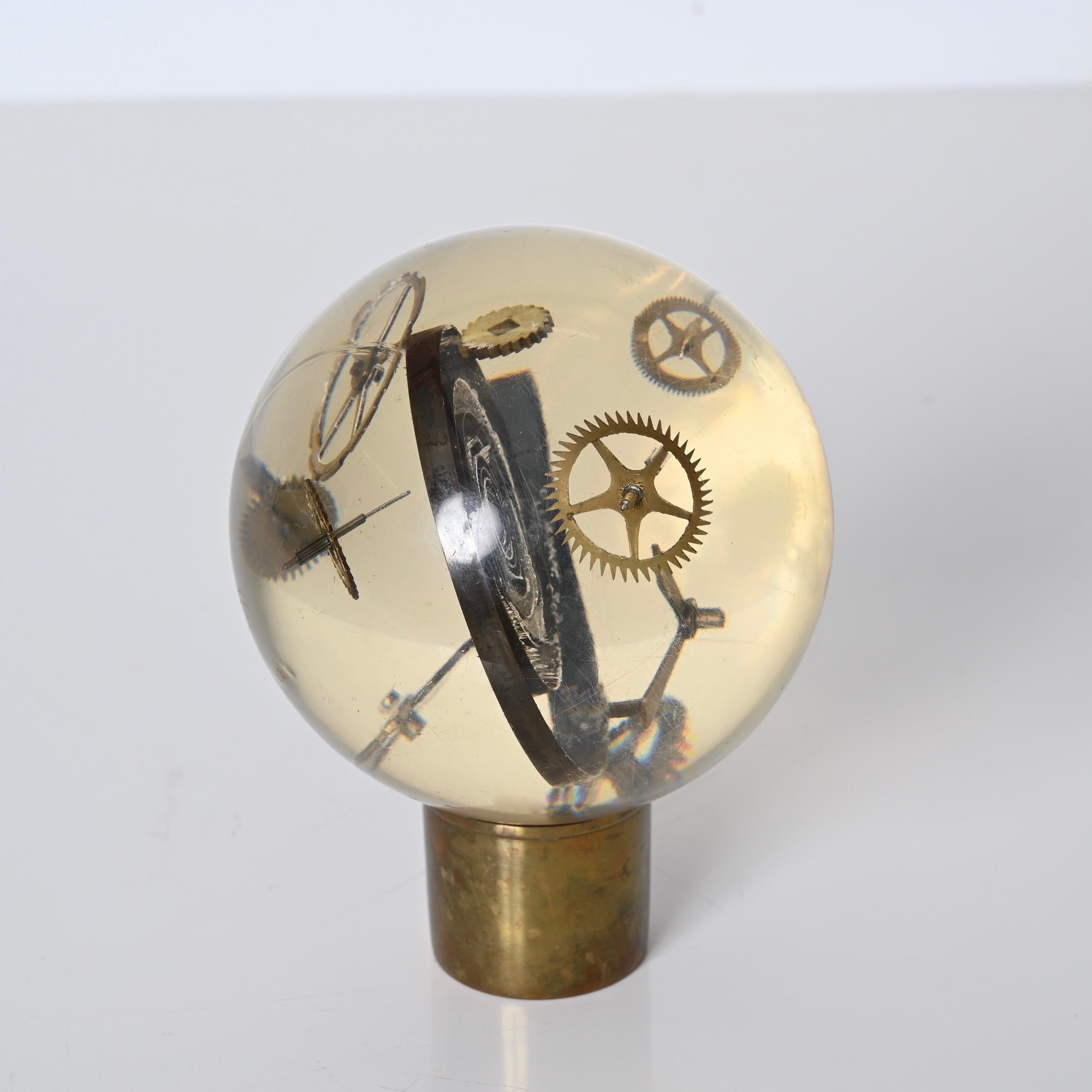 Pierre Giraudon Resin Exploded Clock Globe Sculpture, France 1970s For Sale 4
