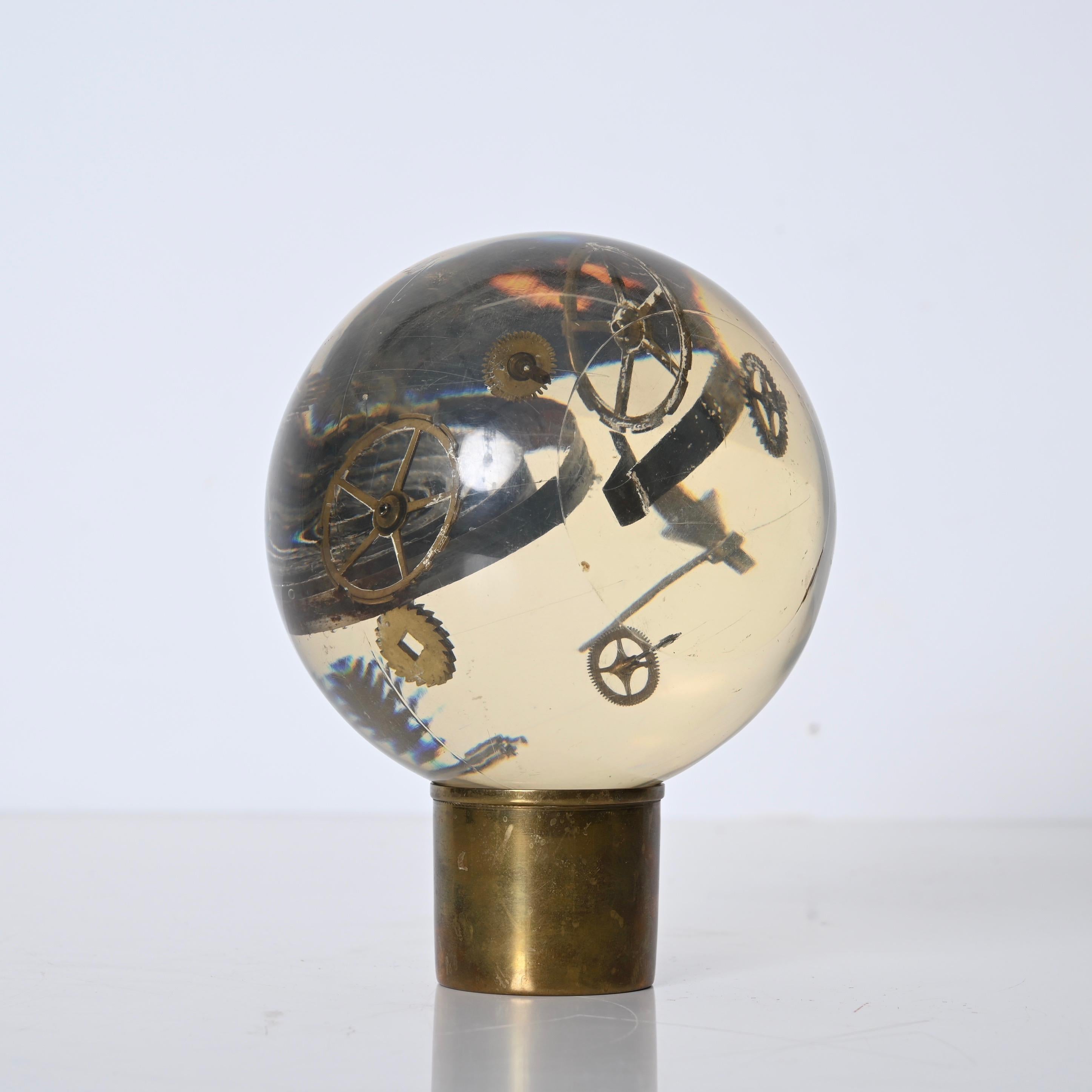 Pierre Giraudon Resin Exploded Clock Globe Sculpture, France 1970s For Sale 6
