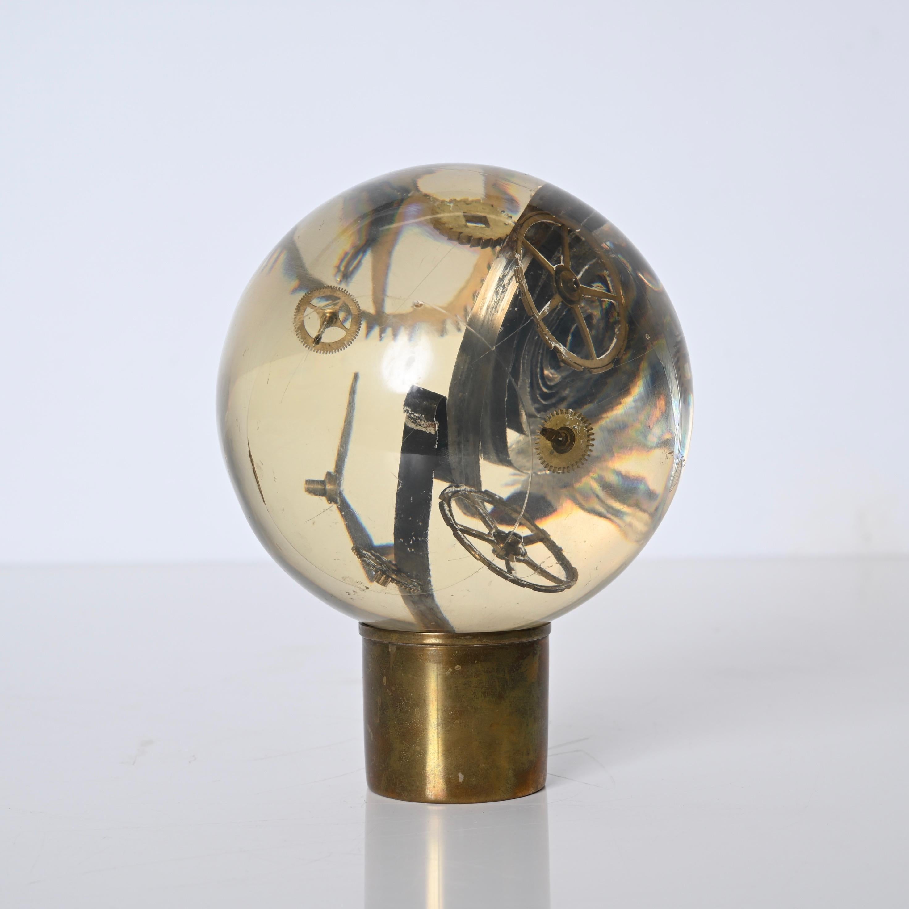 Pierre Giraudon Resin Exploded Clock Globe Sculpture, France 1970s For Sale 13