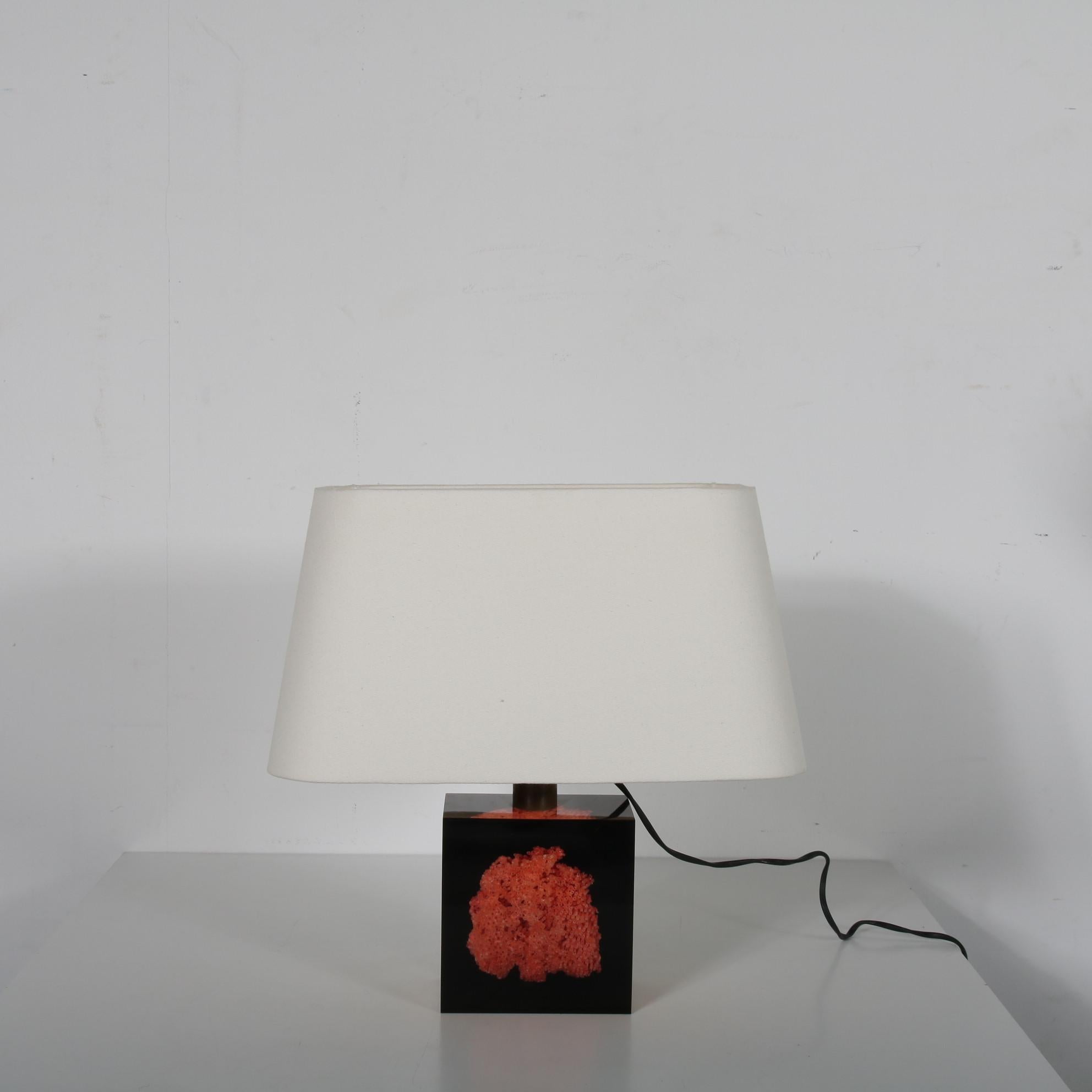 French Pierre Giraudon Resin with Coral Table Lamp, France, 1970 For Sale