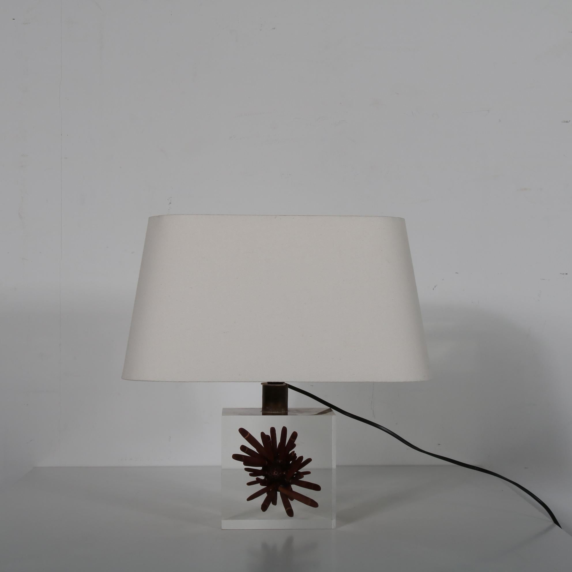 Pierre Giraudon Resin with Coral Table Lamp, France 1970 For Sale 3