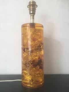 Pierre Giraudon Yellow Fractal Resin Table Lamp, French, 1970s