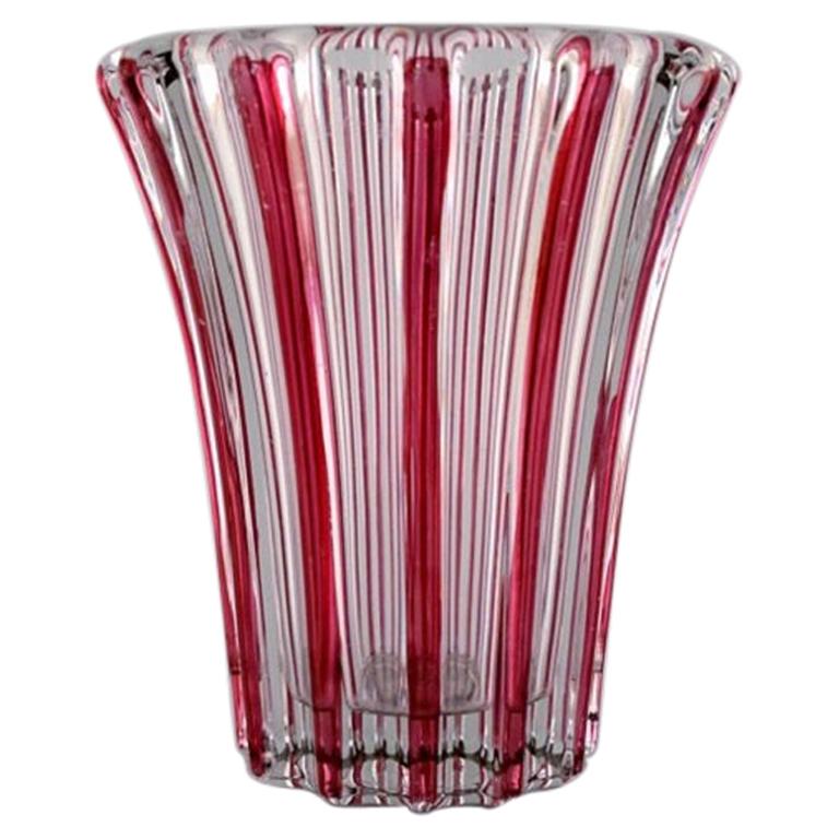 Pierre Gire Aka Pierre a'Avesn, Art Deco Vase, Clear and Pink Glass