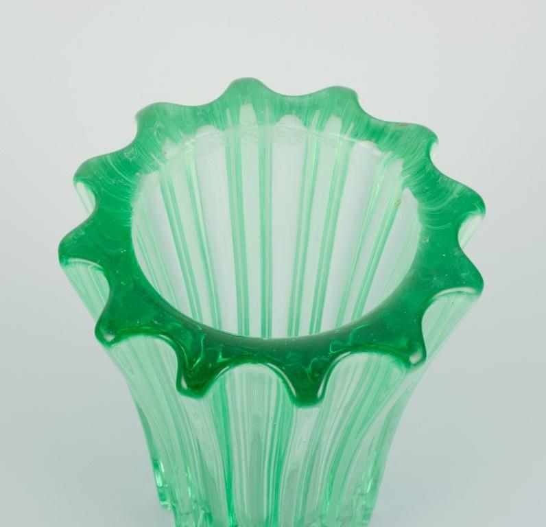 French Pierre Gire (1901-1984), aka Pierre d'Avesn. Art Deco vase in green art glass.
