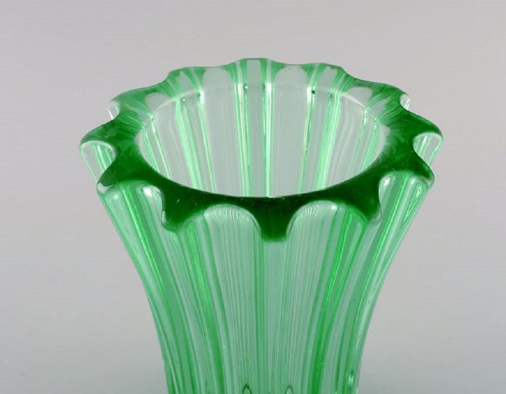 French Pierre Gire, Aka Pierre d'Avesn. Art Deco Vase in Light Green Glass For Sale