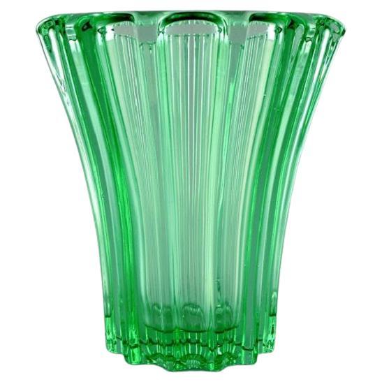 Pierre Gire, Aka Pierre d'Avesn. Art Deco Vase in Light Green Glass For Sale