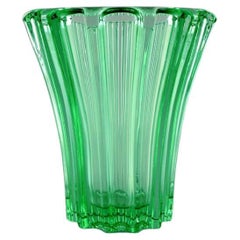 Pierre Gire, Aka Pierre d'Avesn. Art Deco Vase in Light Green Glass