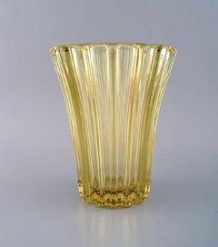 Pierre Gire, Aka Pierre d'Avesn, Art Deco Vase in Yellow Art Glass