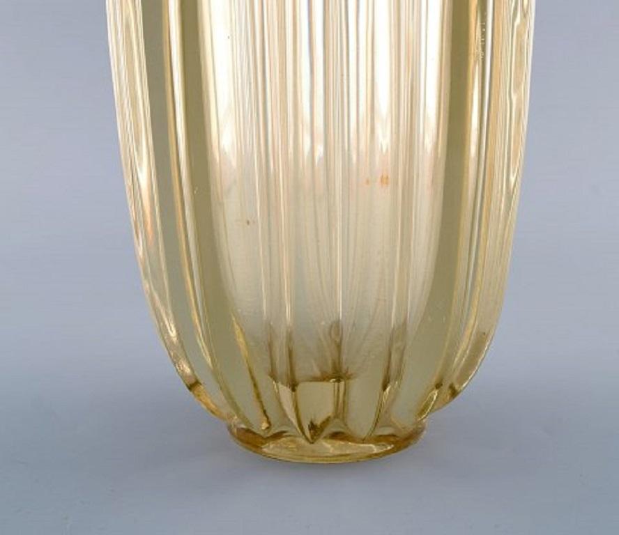 French Pierre Gire '1901-1984', Aka Pierre D'Avesn, Art Deco Vase in Yellow Art Glass