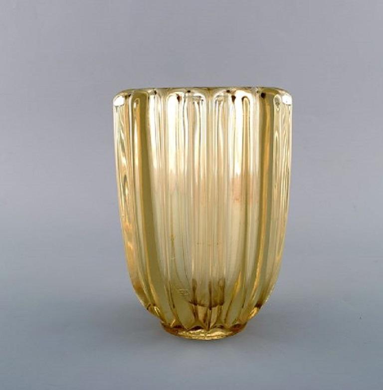 Mid-20th Century Pierre Gire '1901-1984', Aka Pierre D'Avesn, Art Deco Vase in Yellow Art Glass