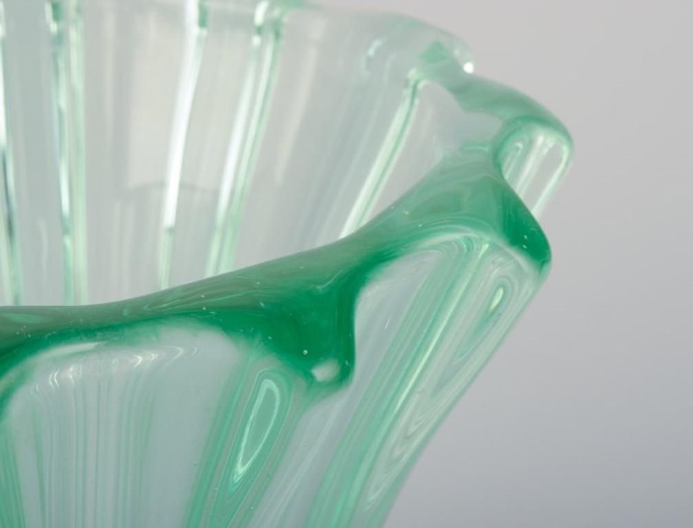 Mid-20th Century Pierre Gire, aka Pierre d'Avesn. Art Deco vase in green art glass. For Sale