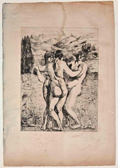 Trois personnages - eau-forte et pointe sèche originales de Pierre Girieud - 1920
