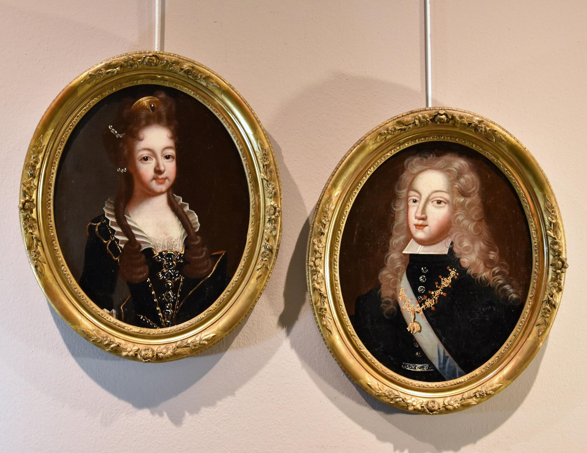 Filippo V Re di Spagna Louise Savoy Regina Gobert Dipinto a olio del 18° secolo Old master - Painting di Pierre Gobert (1662 - 1744)