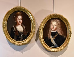 Philip V King Spain Louise Savoy Queen Gobert Paint Oil 18th Century Old master