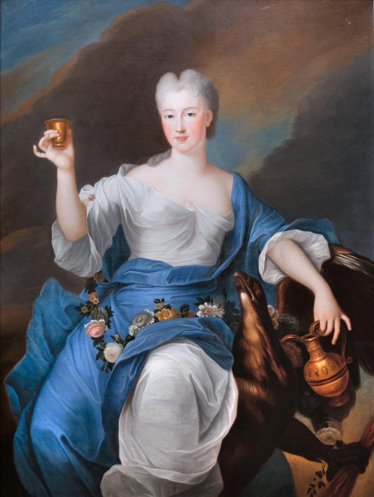 Portrait de la princesse de Bourbon en Hébé
Pierre Gobert, vers 1730
Portrait présumé d'Elisabeth Thérèse Alexandrine de Bourbon-Condé, Mademoiselle de Sens, représentée sous les traits de la déesse Hébé enlevée par Zeus, transformée en