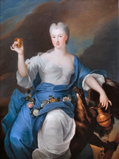 18th c. French Portrait of Princess of Bourbon as Hebe, Pierre Gobert, c. 1730