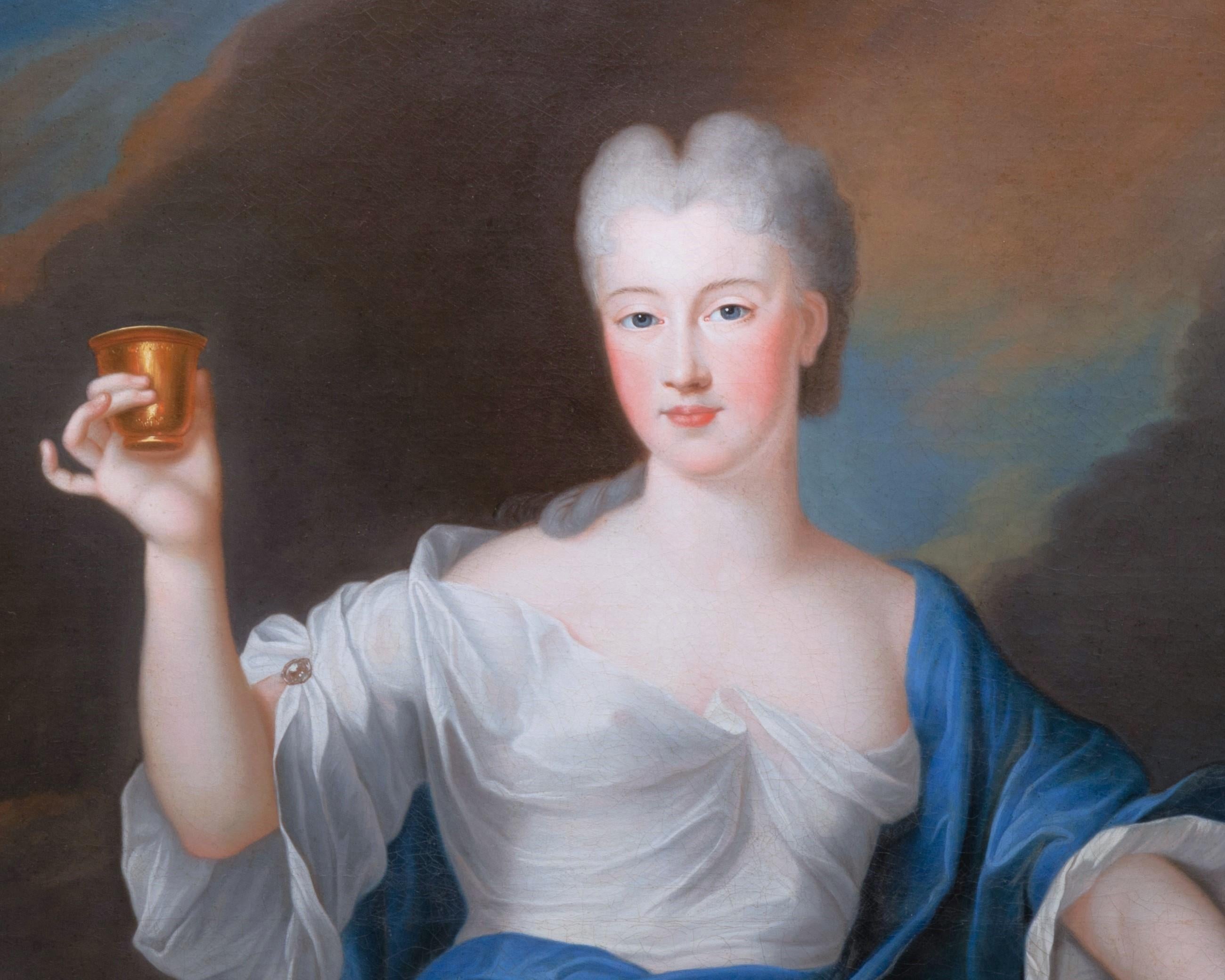 XVIIIe siècle Portrait français de la princesse de Bourbon sous le nom d'Hébé, Pierre Gobert, vers 1730 en vente 1