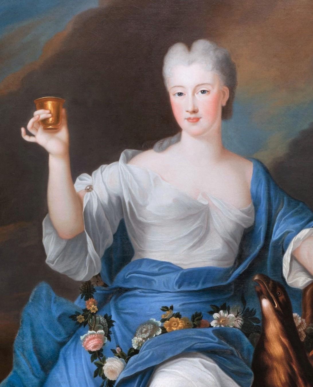 XVIIIe siècle Portrait français de la princesse de Bourbon sous le nom d'Hébé, Pierre Gobert, vers 1730 en vente 2