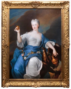 18th c. French Portrait of Princess of Bourbon as Hebe, Pierre Gobert, c. 1730