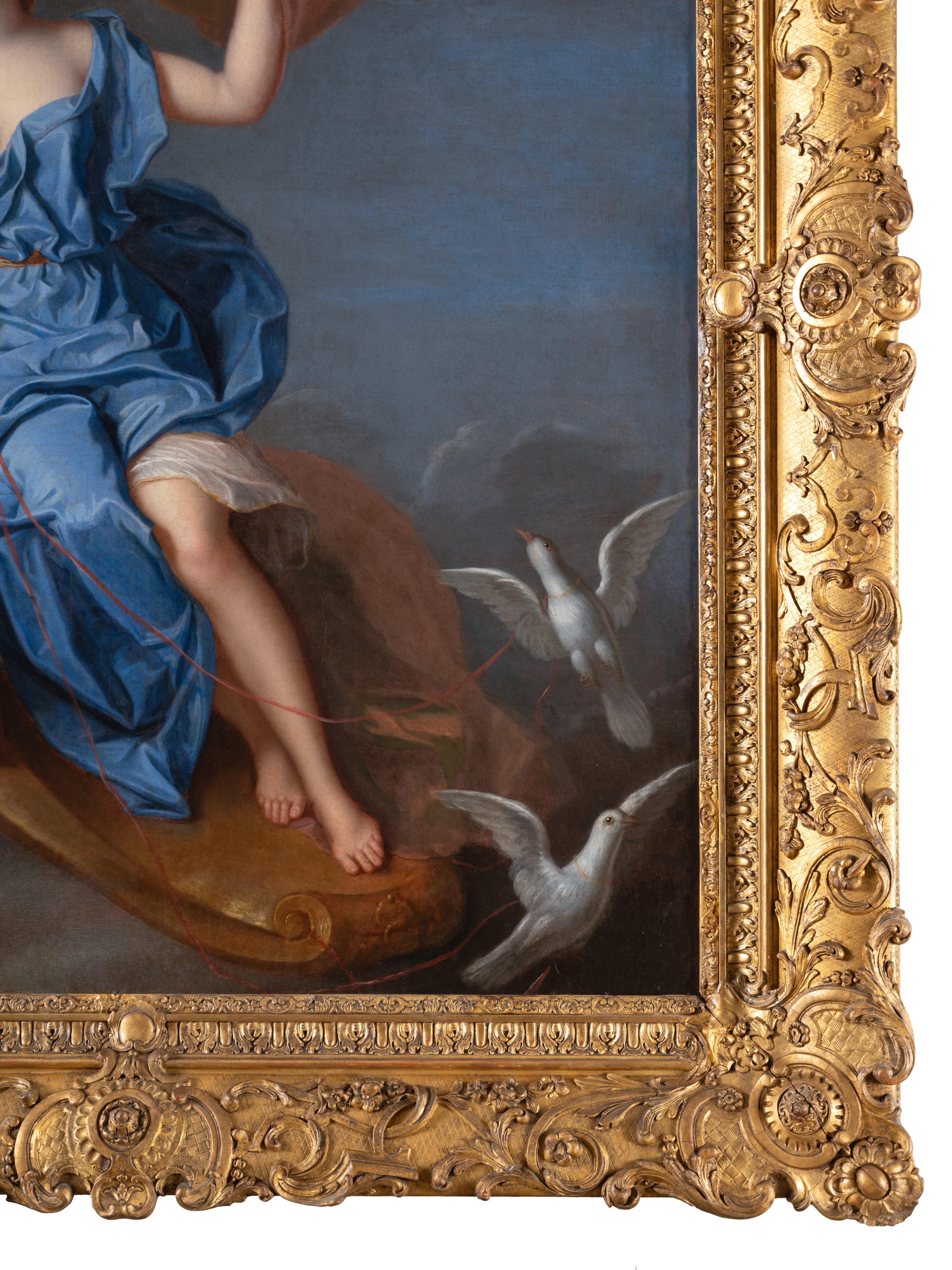 Porträt von Françoise Marie de Bourbon, Herzogin von Orléans als Venus
Das prächtige Gemälde zeigt die Prinzessin in der ganzen Pracht ihrer Jugend, Françoise Marie de Bourbon, bekannt als die zweite Mademoiselle de Blois (Maintenon, 1677 - Paris,